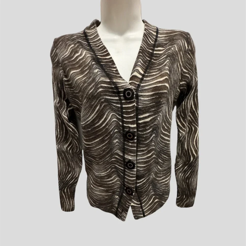 Tory Burch size small 100% merino wool zebra print sweater